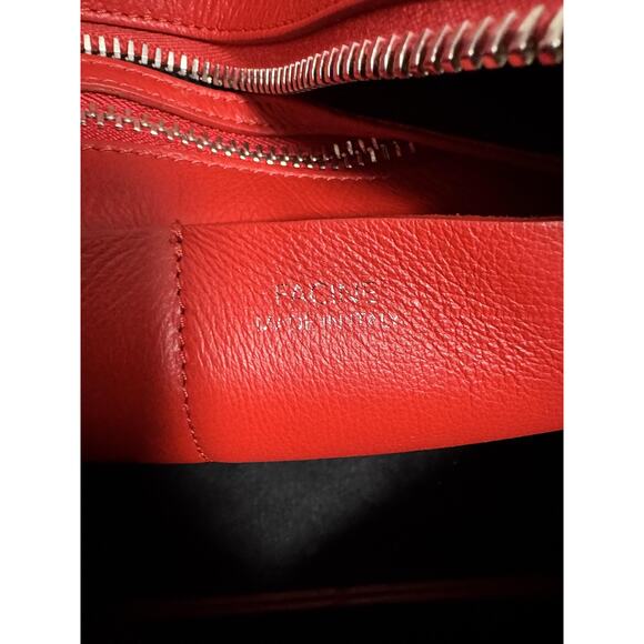 FACINE Tote Bag Womens Red Leather Suede Trim Zip Top Shoulder Made in Italy - Picture 10 of 13